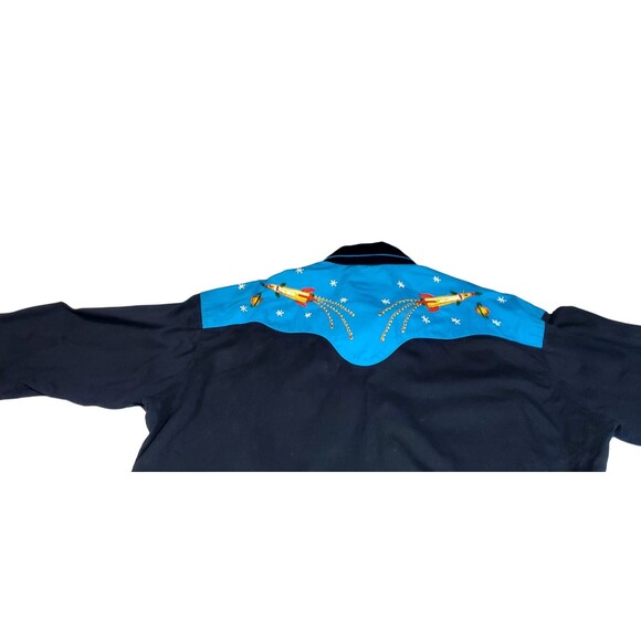 Space Cowboy XXL Western Shirt Two-Tone Embroidered, Shotgun Cuff, Statement - Picture 9 of 16